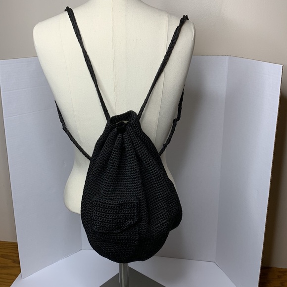 Chateau | Vintage Black Crochet 70’s Mini Backpack | Satchel | Unisex - Picture 10 of 12